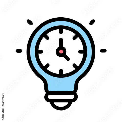 Light bulb design featuring a clock as the light source indicator  