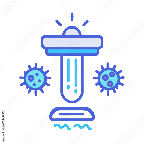 UV lamp for medical disinfection with virus representation