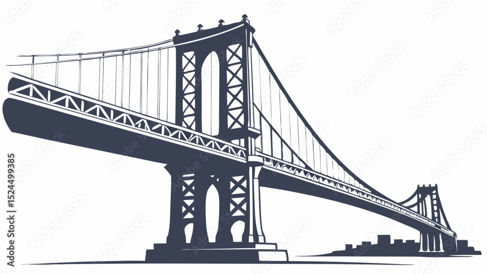 Obraz premium Detailed Illustration of a Suspension Bridge