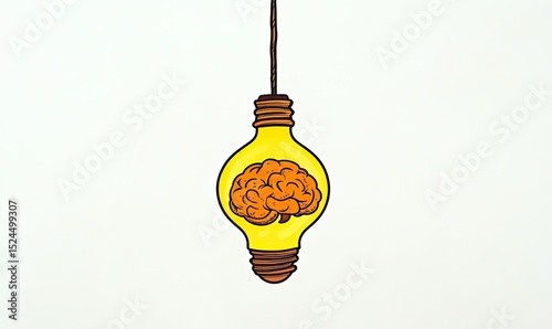 Illuminated mind; a brain inside a lightbulb
