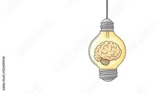 Illuminated brain inside a hanging lightbulb (1)