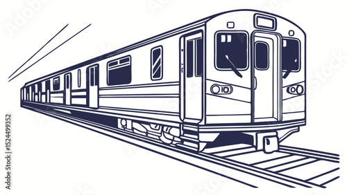 Monorail Train on Tracks Side View