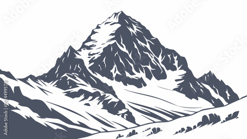 Majestic SnowCapped Mountain Peak Illustration