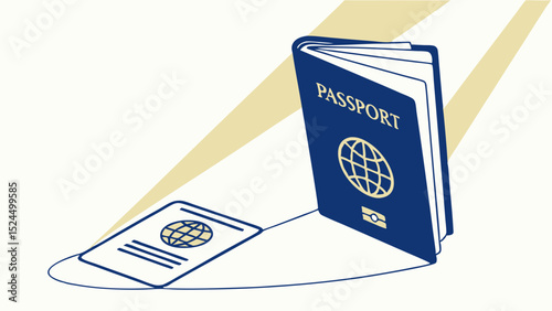 Illustration of a Passport and its Shadow on a Transparent Background