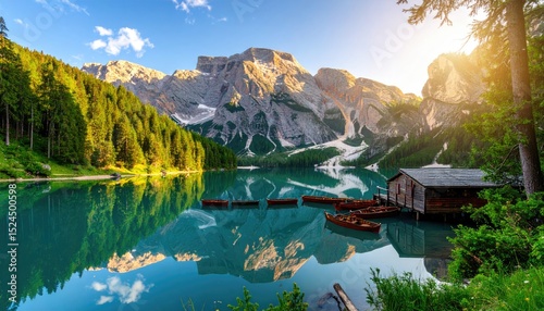 Serene Alpine Lake with Mountain Reflection