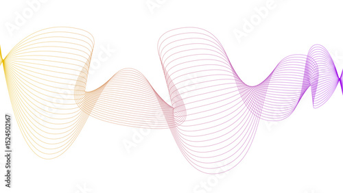Tittel	
Vector curvy abstract line art wavy flowing dynamic colorful lines white background in concept music or sound, wave, wind, information flow	
