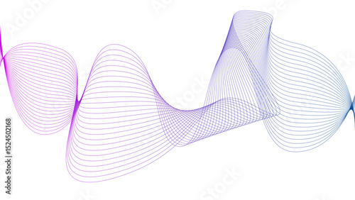 Tittel	
Vector curvy abstract line art wavy flowing dynamic colorful lines white background in concept music or sound, wave, wind, information flow	

