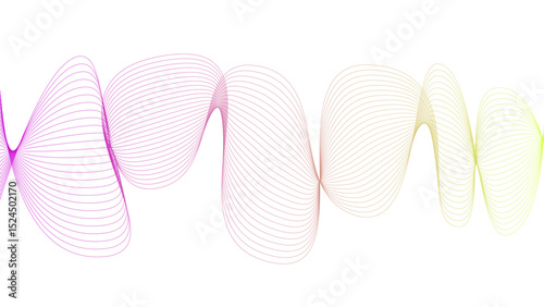 Tittel	
Vector curvy abstract line art wavy flowing dynamic colorful lines white background in concept music or sound, wave, wind, information flow	

