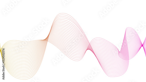 Tittel	
Vector curvy abstract line art wavy flowing dynamic colorful lines white background in concept music or sound, wave, wind, information flow	
