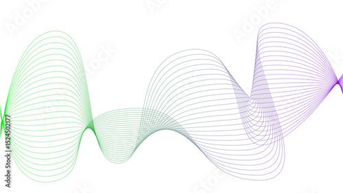 Tittel	
Vector curvy abstract line art wavy flowing dynamic colorful lines white background in concept music or sound, wave, wind, information flow	
