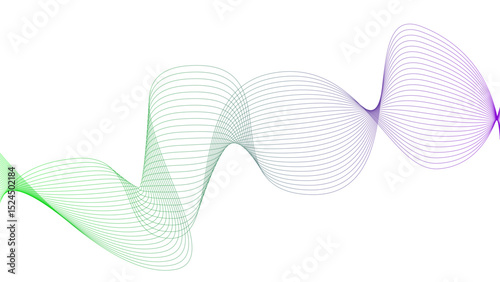 Tittel	
Vector curvy abstract line art wavy flowing dynamic colorful lines white background in concept music or sound, wave, wind, information flow	
