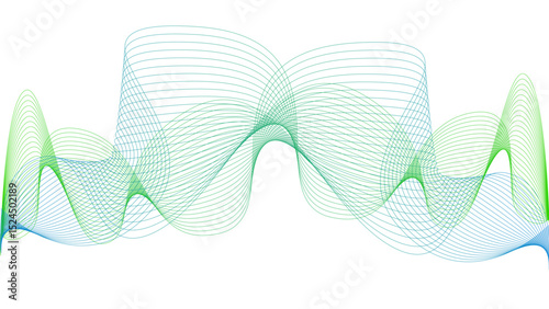 Tittel	
Vector curvy abstract line art wavy flowing dynamic colorful lines white background in concept music or sound, wave, wind, information flow	
