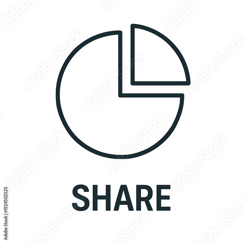 Pie Chart Share Icon Representing Equity Distribution or Stock Portion