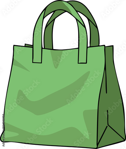 Green reusable shopping bag eco friendly design vector illustration 