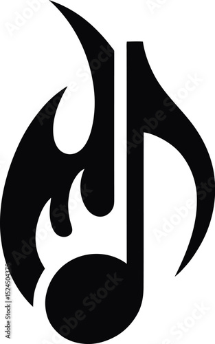 Music note fire logo design for band or music production company vector illustration graphic design