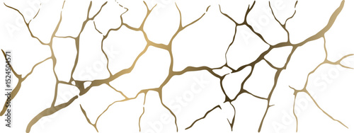 Golden Kintsugi crack texture overlay background. Distressed ckackle trendy minimalist wallpaper texture.