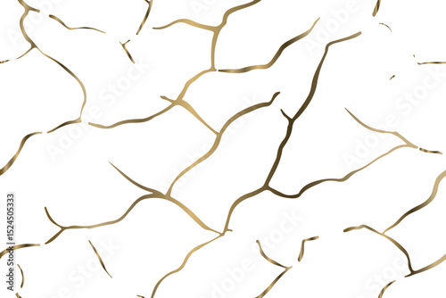 Golden Kintsugi crack texture overlay background. Distressed ckackle trendy minimalist wallpaper texture.