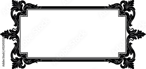 Decorative vintage black frame ornament with intricate floral design vector illustration 