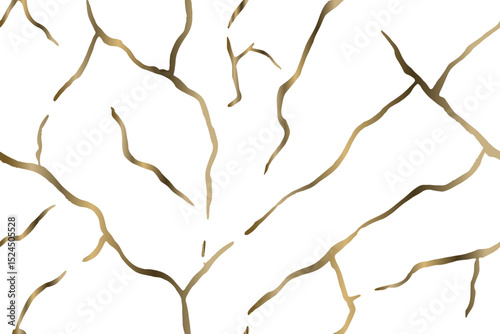 Golden Kintsugi crack texture overlay background. Distressed ckackle trendy minimalist wallpaper texture.