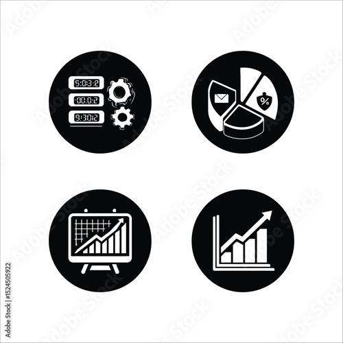 Business data analysis statistics charts diagrams icons vector illustration for marketing and finance