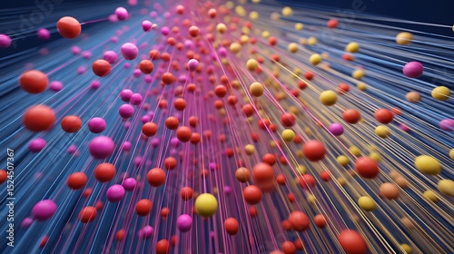 Connected colored spheres with lines network