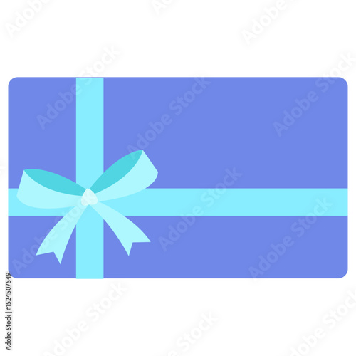 Blue Rectangular Gift Box with Light Blue Ribbon in Flat Style