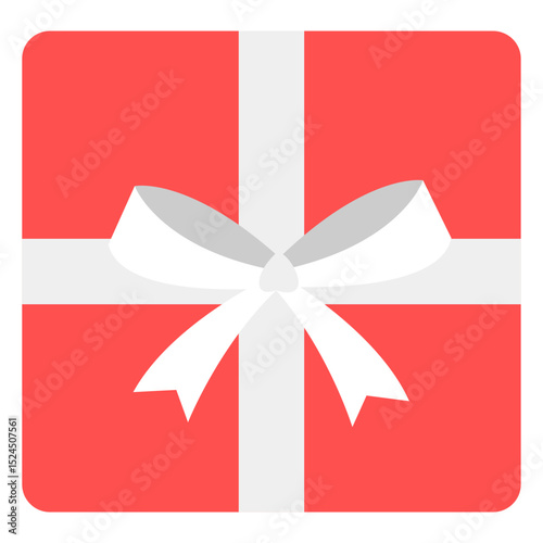 Red Square Gift Box with White Cross Ribbon
