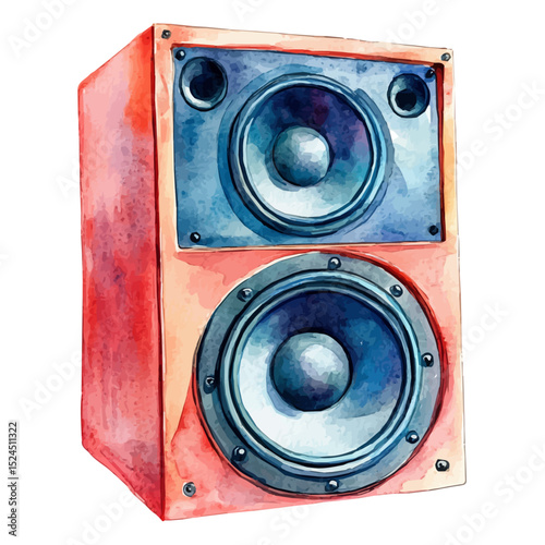watercolor vector of Subwoofer, high quality, isolated on a white background.
