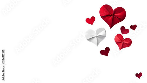 Romantic 3D Heart Card Template: Elegant Red and White Love-Themed Backgrounds for Valentine's, Anniversaries, and Celebrations. photo