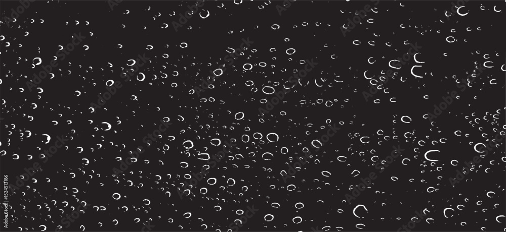Small water drops texture vector. Rainy window overlay texture. Rain on glass background. Abstract halftone textured effect. Vector Illustration. EPS10.