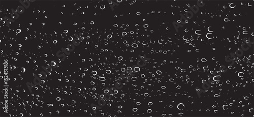 Small water drops texture vector. Rainy window overlay texture. Rain on glass background. Abstract halftone textured effect. Vector Illustration. EPS10.