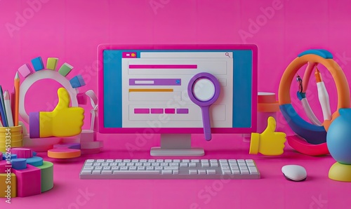 Colorful digital workspace scene
