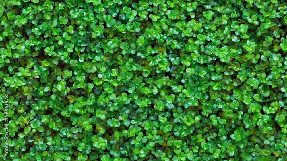 Lush Green Ground Cover with Tiny Leaves Creating a Textured Background