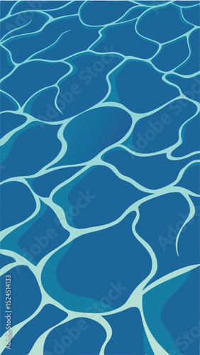 Abstract blue water surface illustration with reflections and light effects