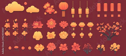 Asian-themed decorative elements