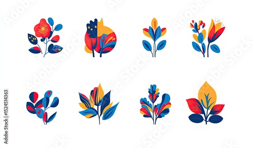 Colorful floral graphic design elements