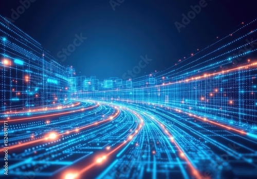 Futuristic digital city highway