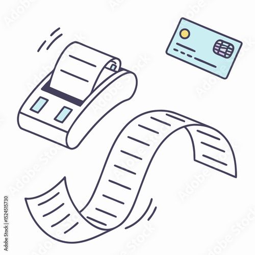 Portable Thermal Receipt Printer and Credit Card Payment Processing Illustration