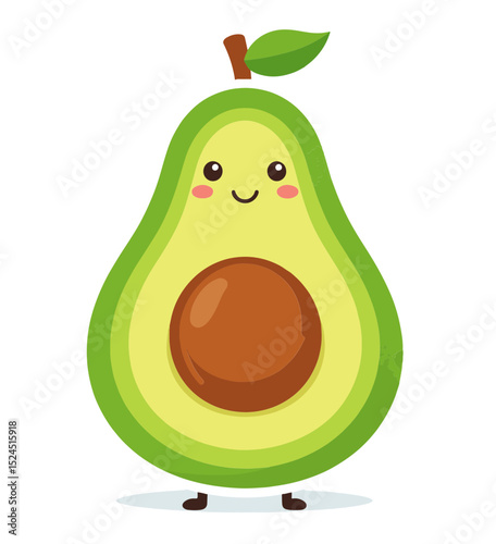 Cartoon Avocado Character Food Icon