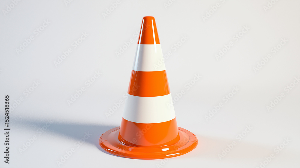 orange traffic cone with a reflective stripe, displayed on a plain white background orange traffic cone with a reflective stripe, displayed on a plain white background
