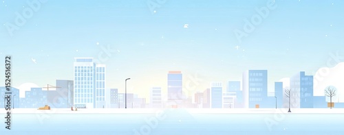 Winter city skyline