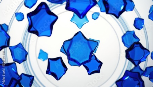 Vibrant Blue Star Shapes Falling in Circular Motion