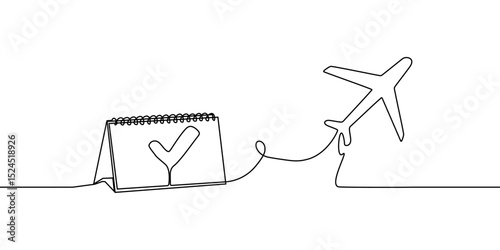 continuous line illustration travel plane doodle art icon outline one vector. trip line plane flight sketch air airplane fly world background airport path single aircraft drawn business road linear