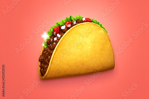 Delicious Taco Cartoon on Salmon Background