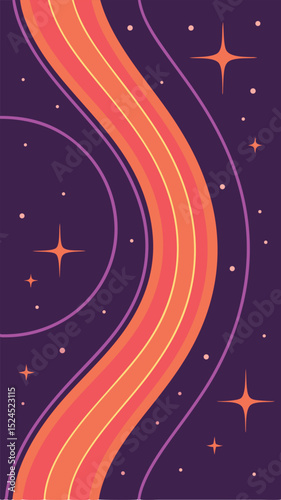 Abstract rainbow design with stars in space style suitable for diverse design projects