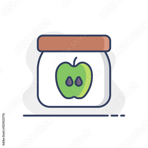 Jar of baby food with apple puree vector icon