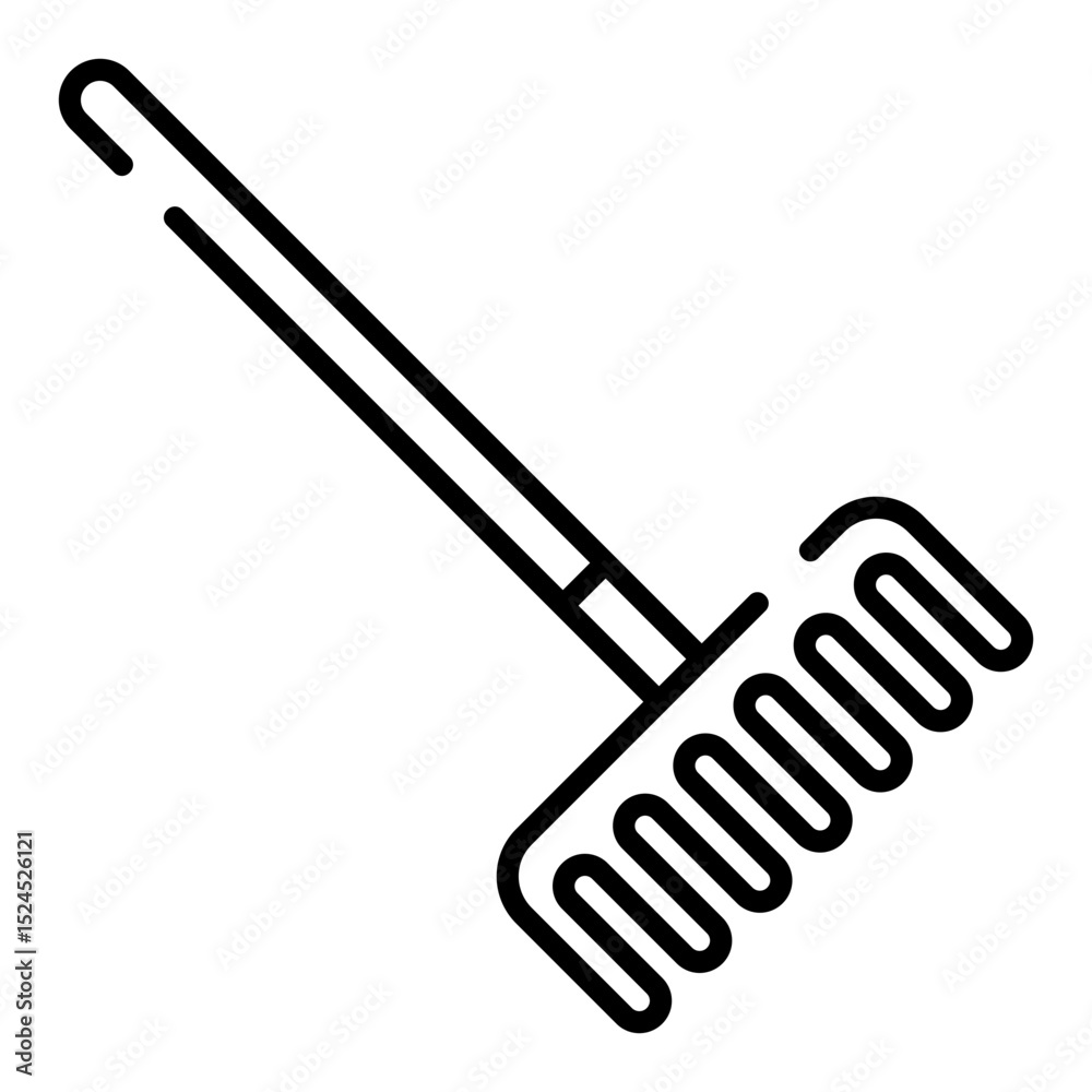 Naklejka premium Rake black line icon
