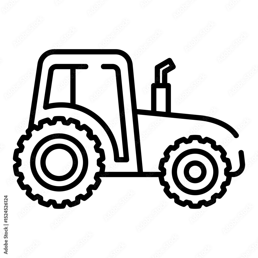 Obraz premium Tractor black line icon isolated on white background