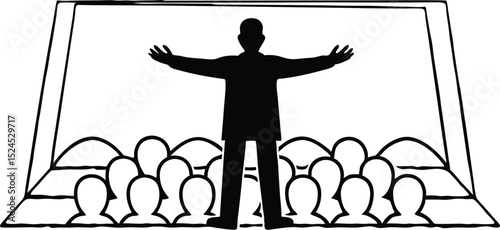 Black silhouette illustration of a man on a cross