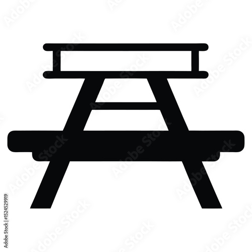Old wooden bench furniture design isolated illustration